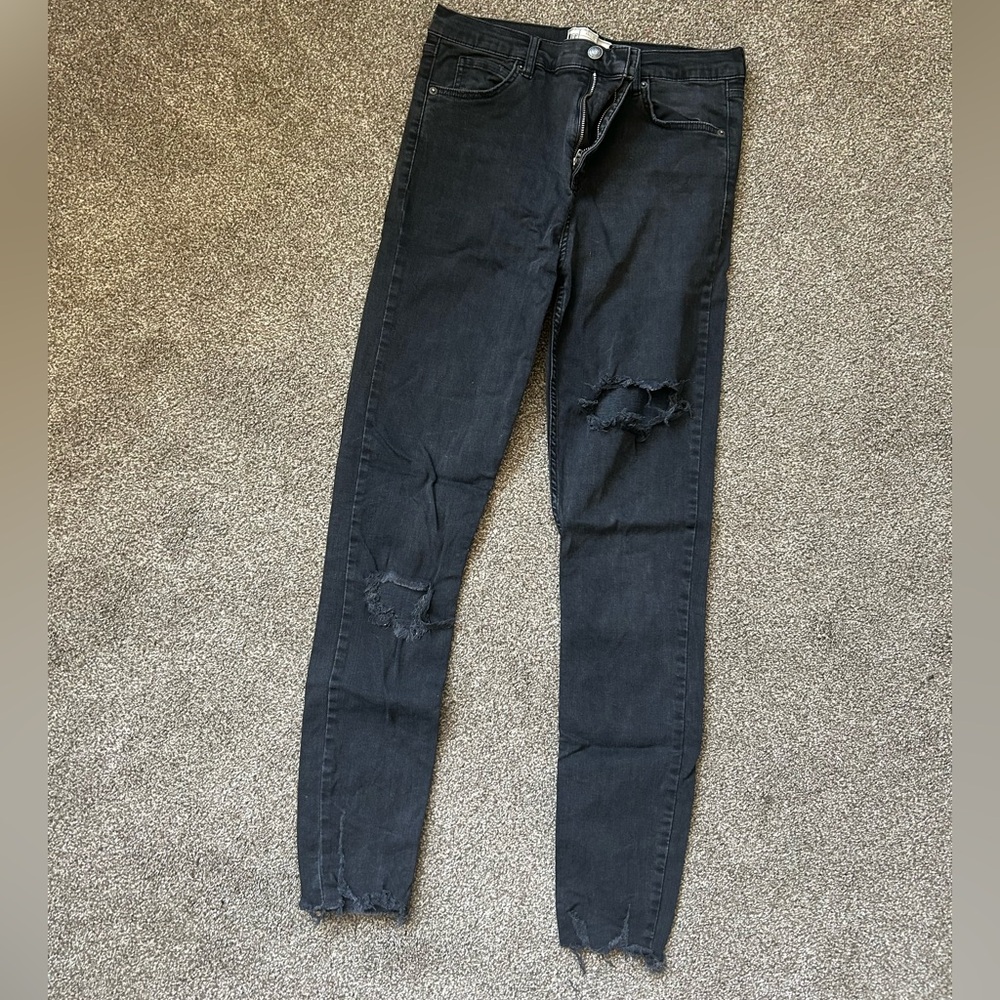 Free People Black Distressed Skinny Jeans